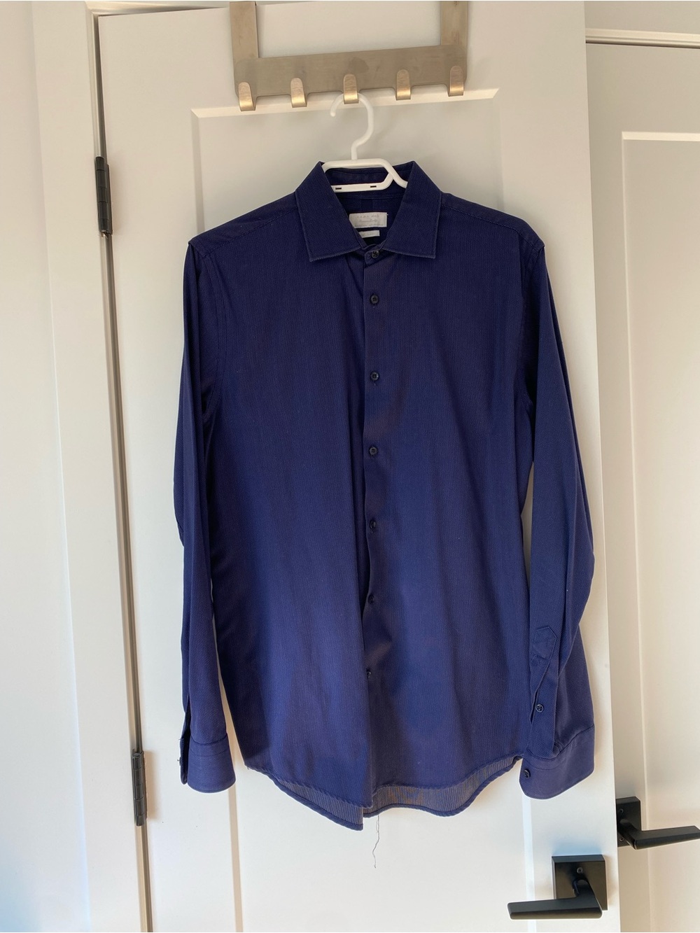 Zara Men's Navy Button-Up Dress Shirt